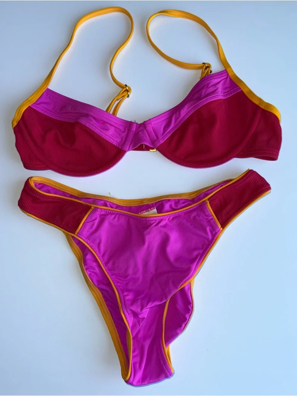 L*SPACE Missy top high cut high waist Miami Beach vacation two piece swimsuit S - Picture 3 of 8